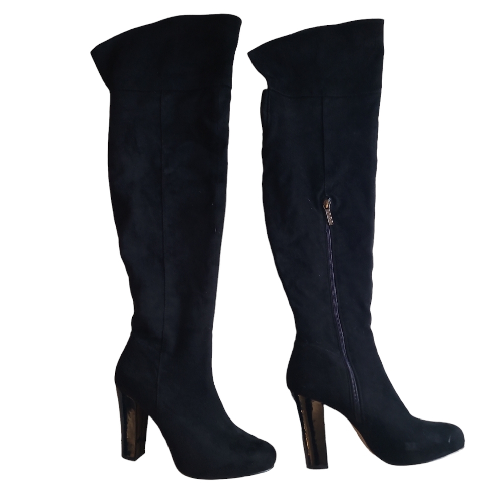 Women's Kardashian Over-the-Knee Black Suede Boots Size 8